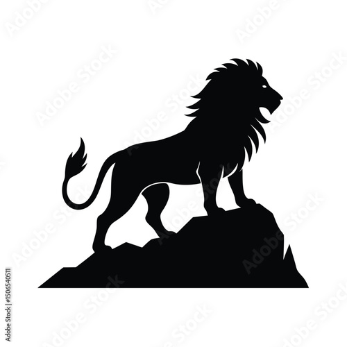 Lion Rocky Outcrop Vector Silhouette