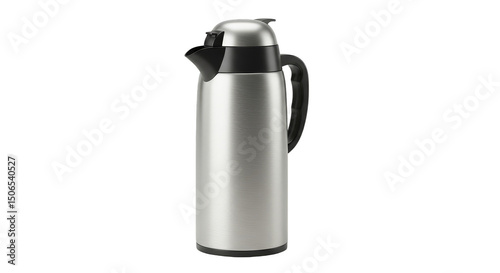 Isolated Stainless Steel Vacuum Flask on Transparent Background Photo
