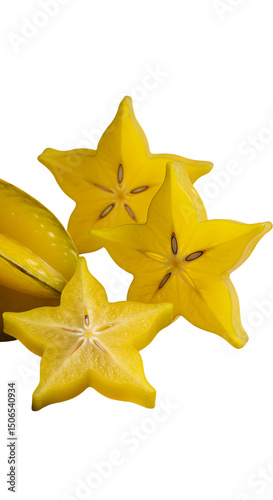 Isolated Starfruit Slices Against a Black Transparent Background Food Photo