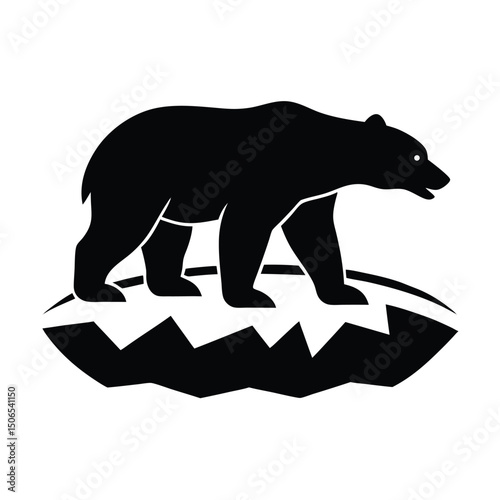 Polar Bear Hunting Ice Vector Silhouette