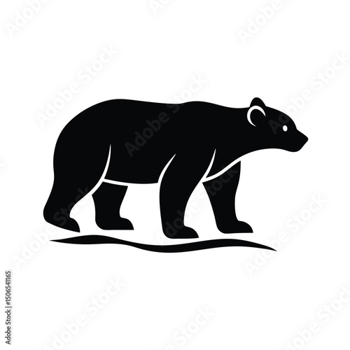 Polar Bear Stalking Ice Vector Silhouette