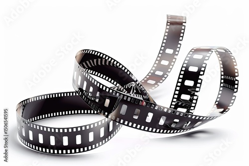 A swirling film strip representing cinema and photography. on white background