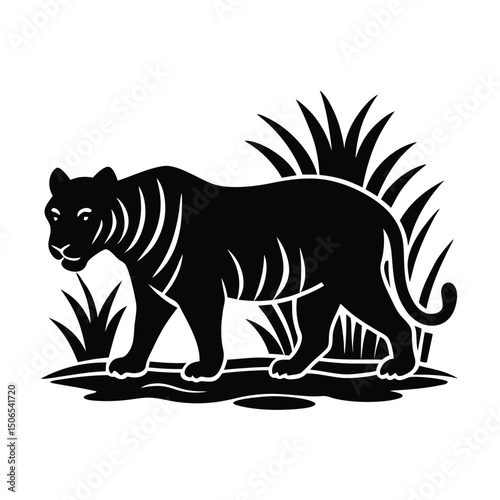 Tiger Stalking Vector Silhouette