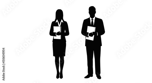 Business People Silhouette File Icon Black Filled Vector Illustration White Background