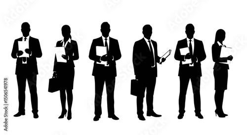 Professional Businessmen Women Silhouette File Vector Icon Black Filled White Background