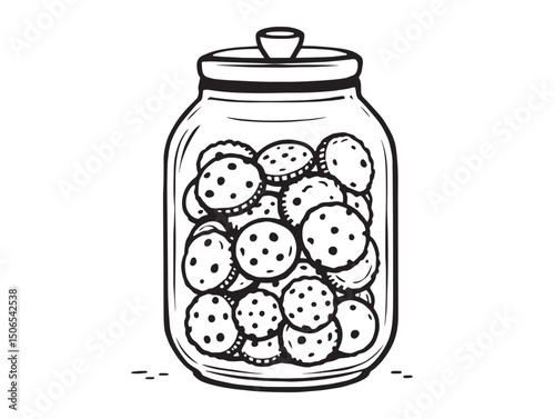 minimalist cookie jar line art for stock vectors