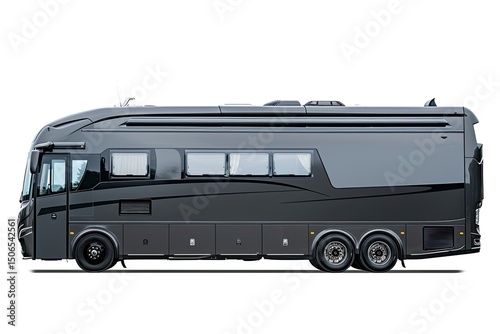 A sleek, modern luxury bus designed for travel and comfort. on white background