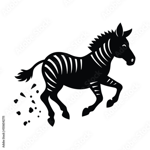 Zebra Kicking Dust Vector Silhouette