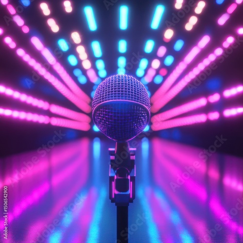 Neon lights tunnel digital graphic
