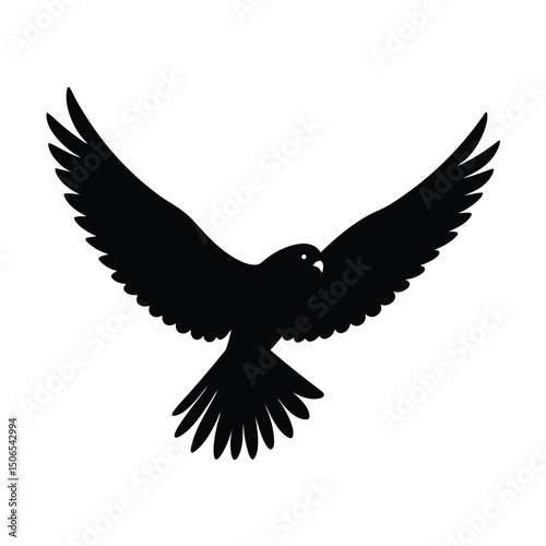 Kestrel Hovering Vector Silhouette