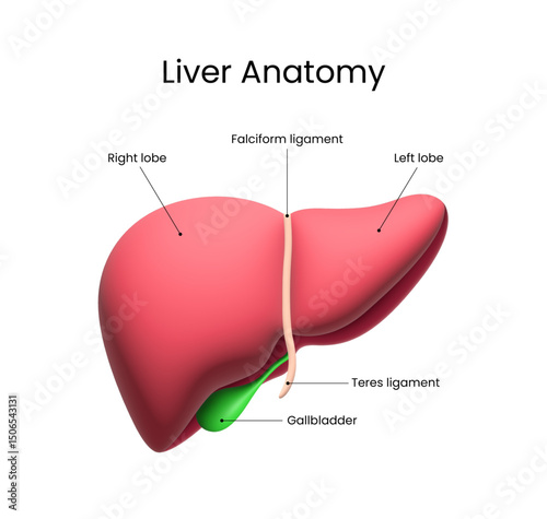 Human Liver Anatomy in 3d style