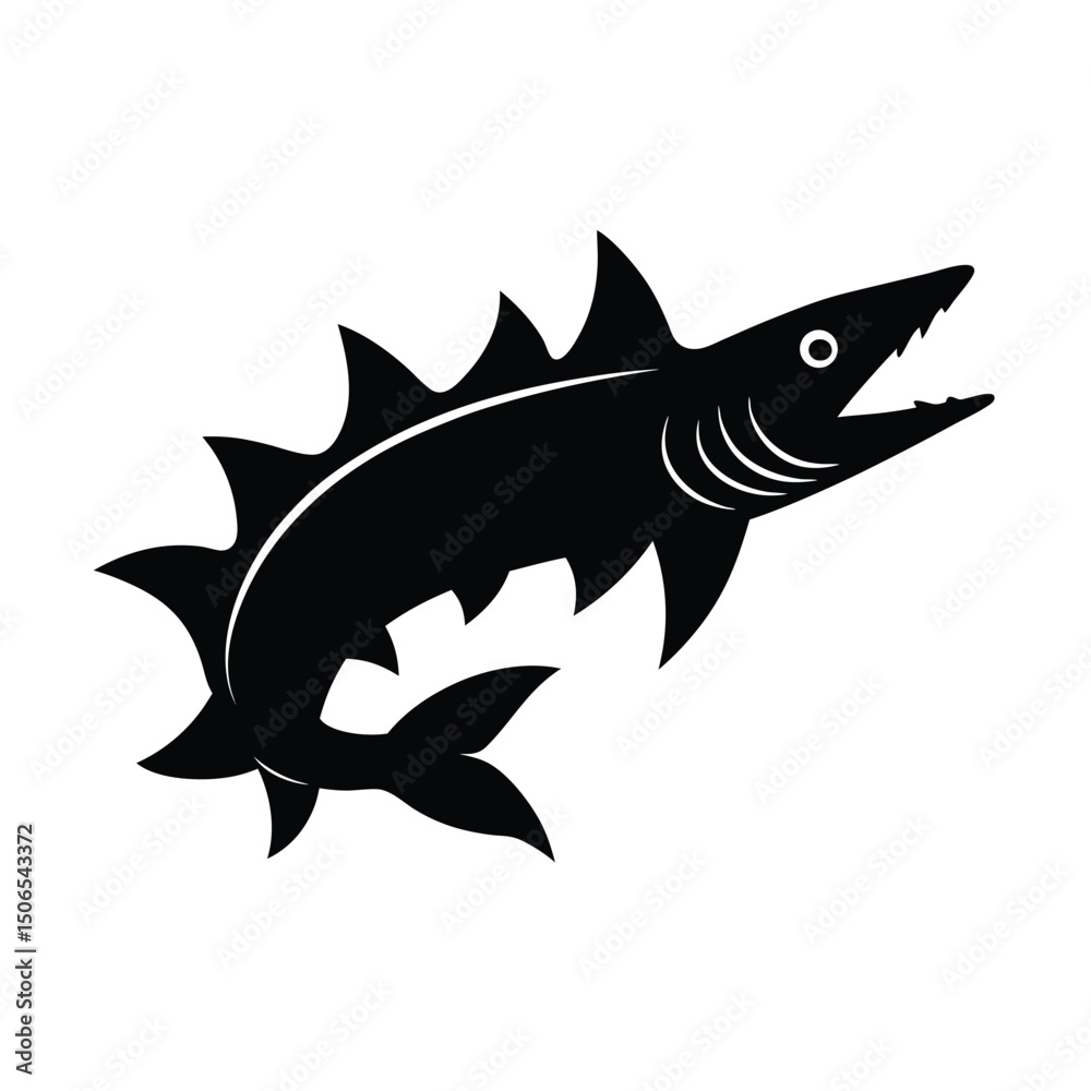 Obraz premium Barracuda Slashing Vector Silhouette