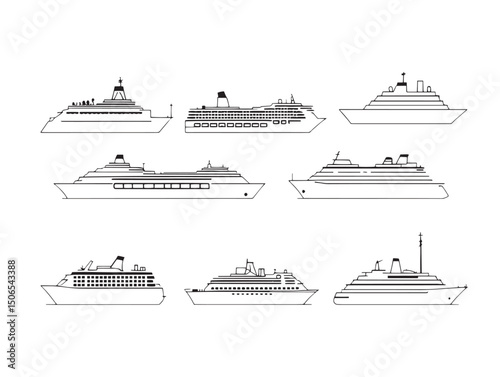 minimalist cruise ship line art vector for creative projects