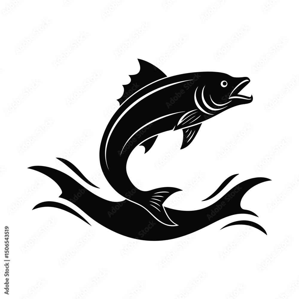Fototapeta premium Mahi Mahi Leaping Vector Silhouette