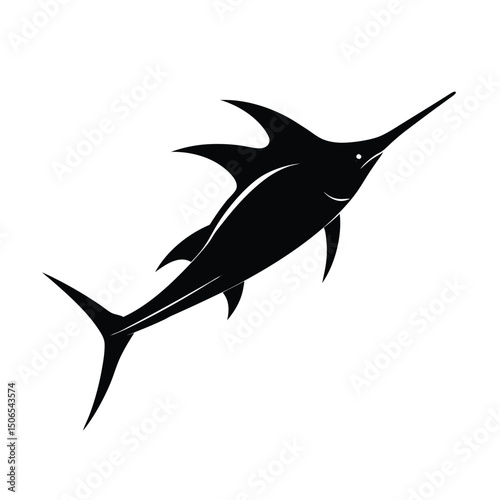 Marlin Leaping Vector Silhouette