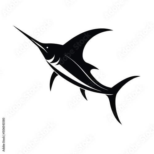 Marlin Leaping Curve Vector Silhouette