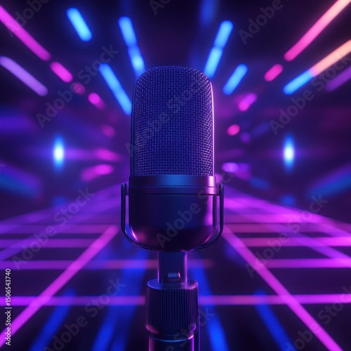 Neon microphone graphic design