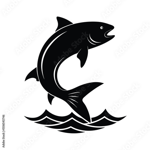 Tarpon Leaping River Vector Silhouette
