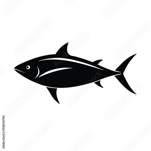 Tuna Darting Ocean Vector Silhouette