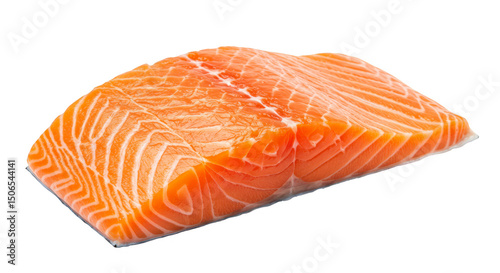 Isolated Transparent Background of Fresh Raw Salmon Cut Slice