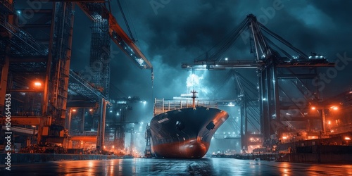 Night city waterfront landscape