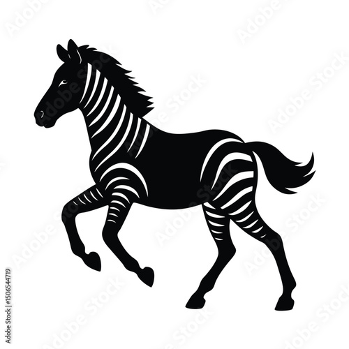Galloping Zebra Vector Silhouette
