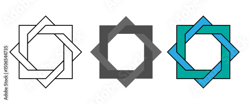 Rub el Hizb Muslim symbol set. Islamic icon, Design for Islamic festival, vector illustration set of icons