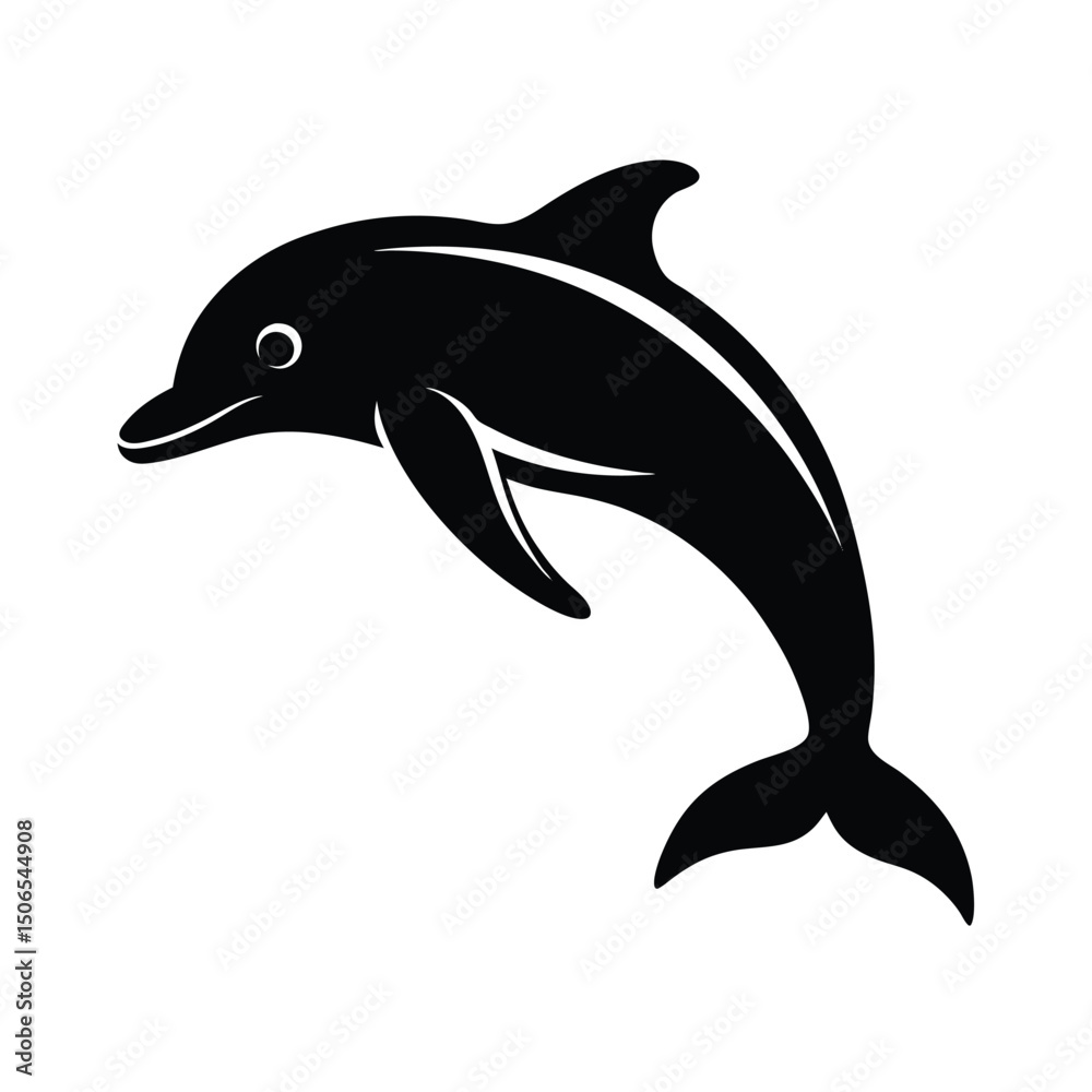 Fototapeta premium Leaping Dolphin Vector Silhouette