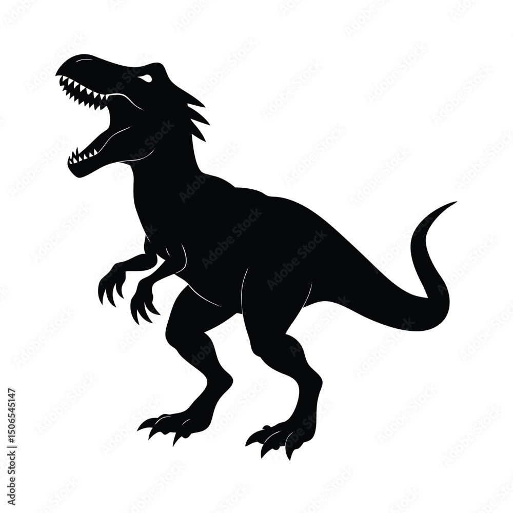 Fototapeta premium Roaring Dinosaur Vector Silhouette