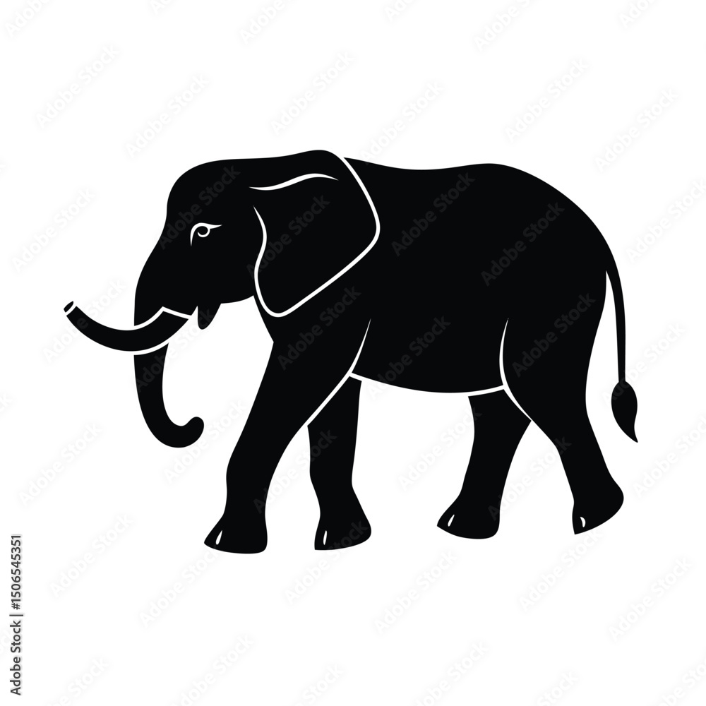 Obraz premium Walking Elephant Vector Silhouette