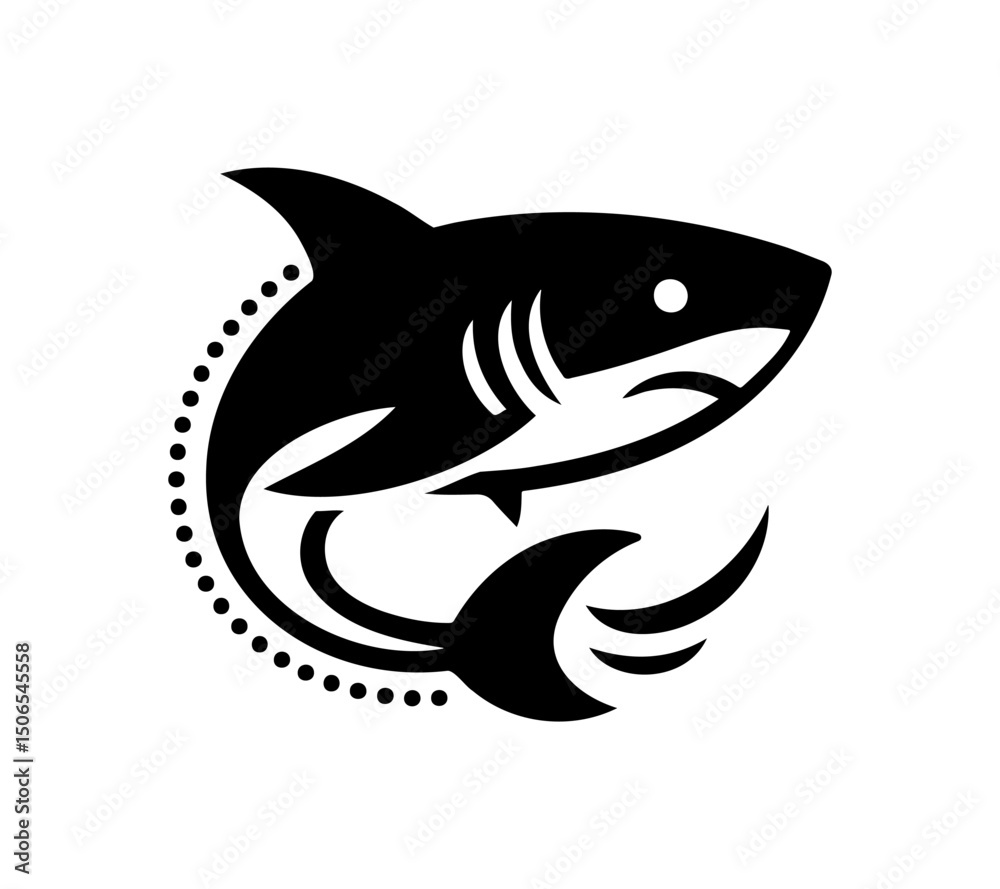 Obraz premium Shark silhouette on plain white background