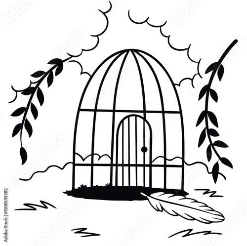 vector illustration of a cage