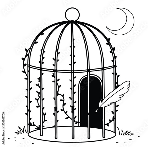 vector illustration of a cage
