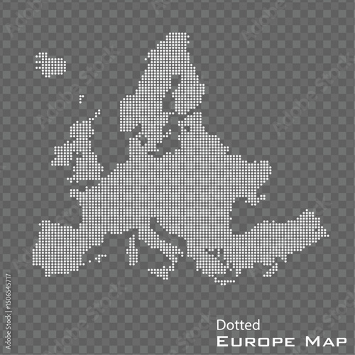 Dotted Europe map isolated on transparent background. vector illustration