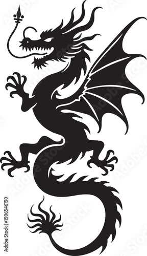 Dragoon black tattoo art design vector.