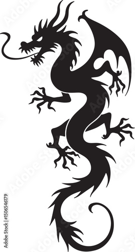 Dragoon black tattoo art design vector.