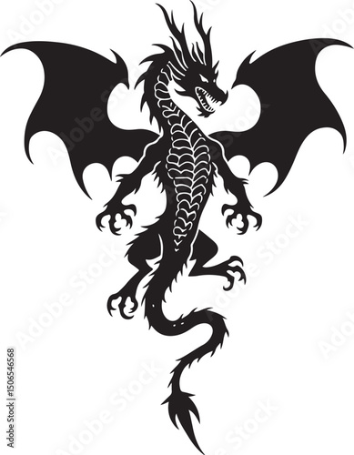 Dragoon black tattoo art design vector.
