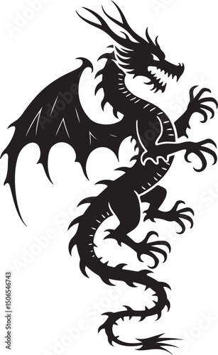 Dragoon black tattoo art design vector.