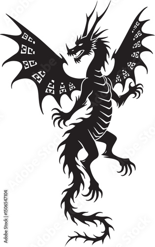 Dragoon black tattoo art design vector.