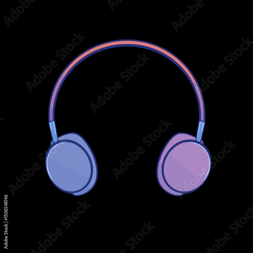 Sonic Serenity: A minimalist, neon-lit illustration of modern headphones against a deep black backdrop, creating a vibe of serene listening.
