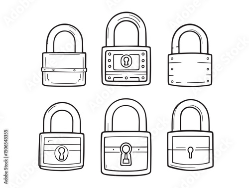 simple chain lock line art icon for security theme