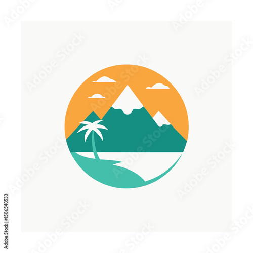 Minimal Mountain and Beach Travel Logo