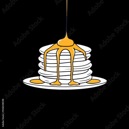 Stack of Pancakes with Maple Syrup: Delicious pancakes stacked high, drizzled with golden maple syrup, perfect for a delightful breakfast.