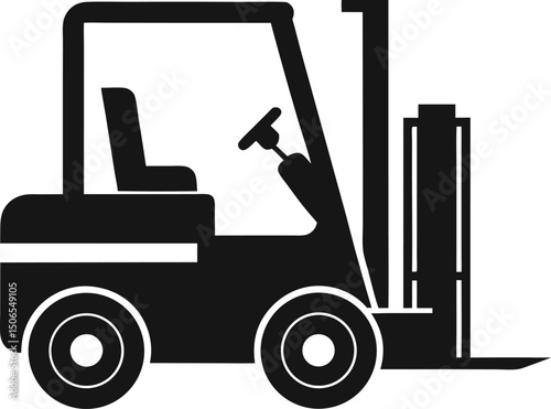 Monochrome Forklift Icon A Simple and Clean Representation of Industrial Equipment for Logistics Warehousing and Material Handling Conveying Efficiency and Strength in a Minimalist Design