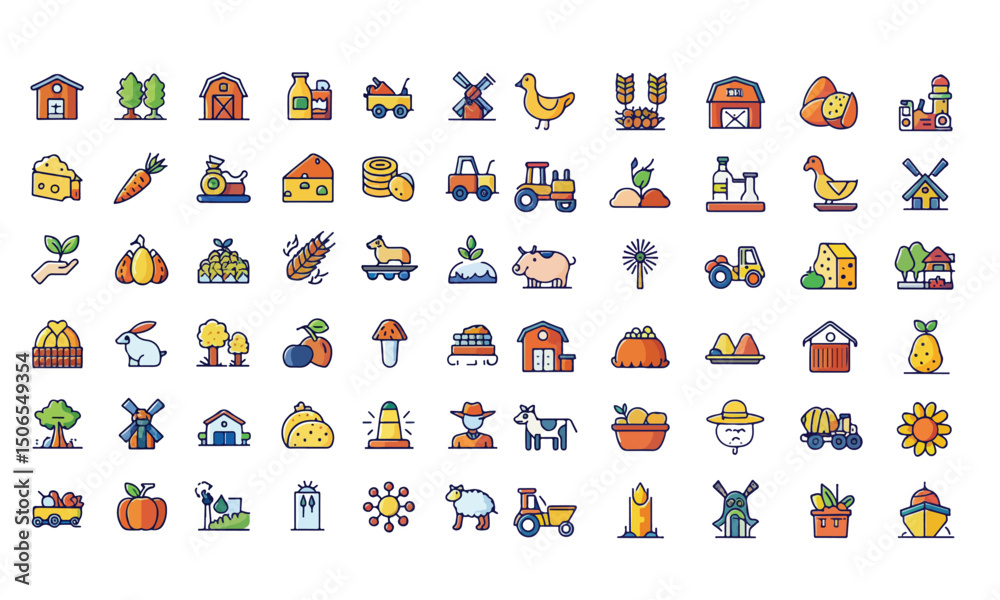 Obraz premium farm icon set vector