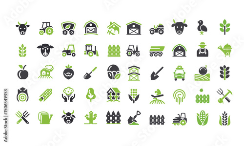farm icon set vector