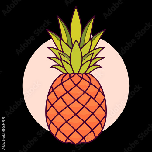Tropical Delight: A vibrantly illustrated pineapple, a symbol of welcome and hospitality. Its spiky crown and textured skin invite you to savor the flavors of the tropics.