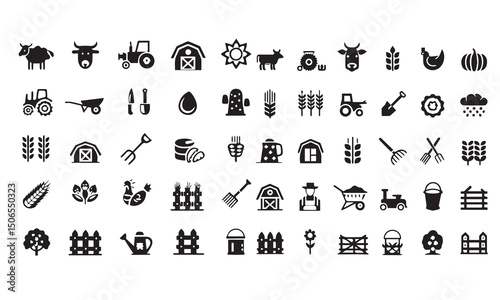 farm icon set vector