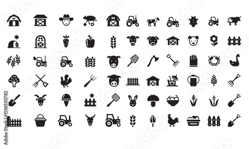 farm icon set vector