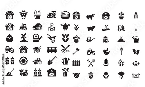 farm icon set vector